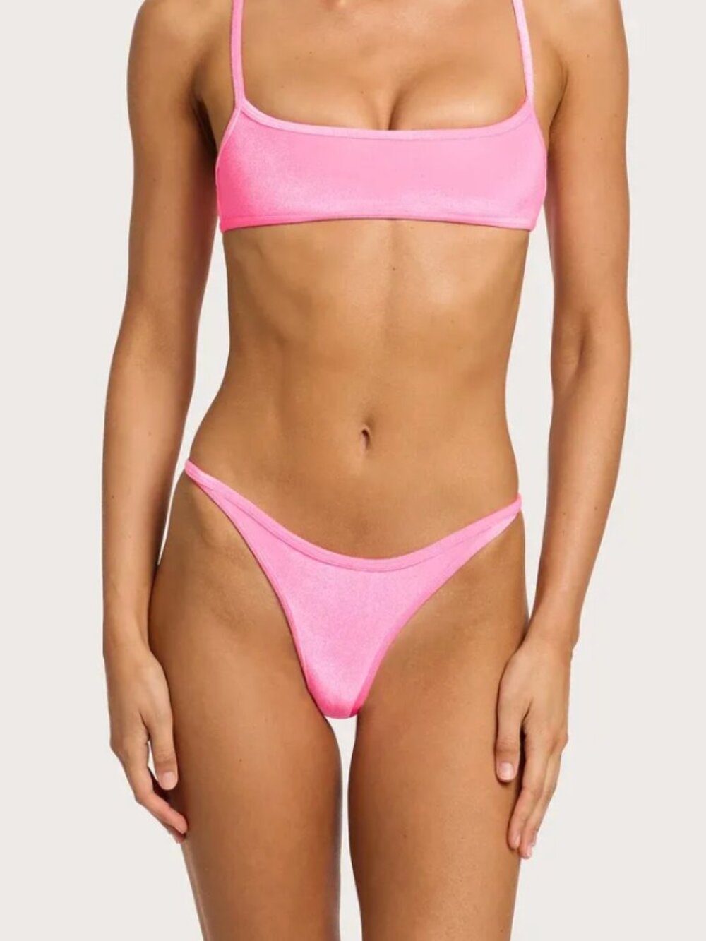 TRIANGL MIMA - PINK CANDY VELVET Crop Bikini Set